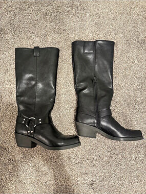 Black Tall Moto Boots